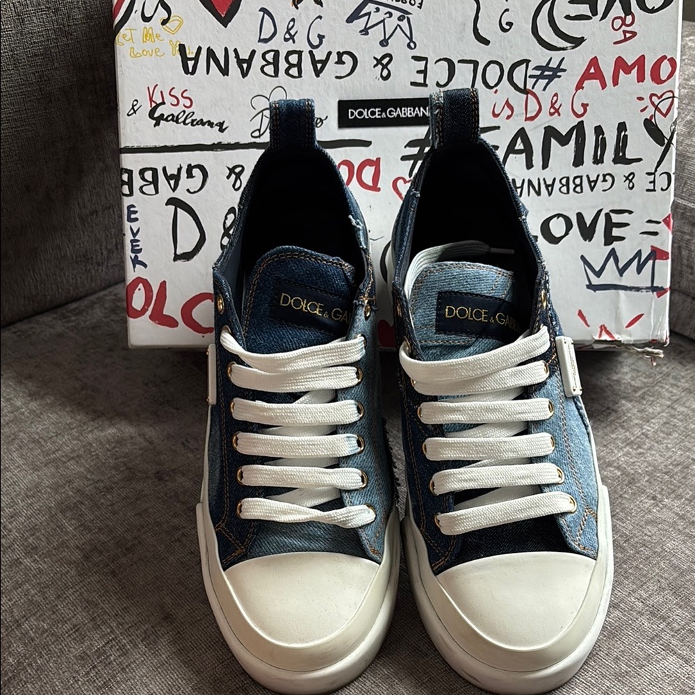 Dolce & Gabbana Blue Denim Sneakers